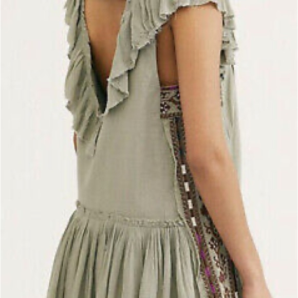 Free People Day Glow Dress Spanish Moss Boho - Picture 2 of 8